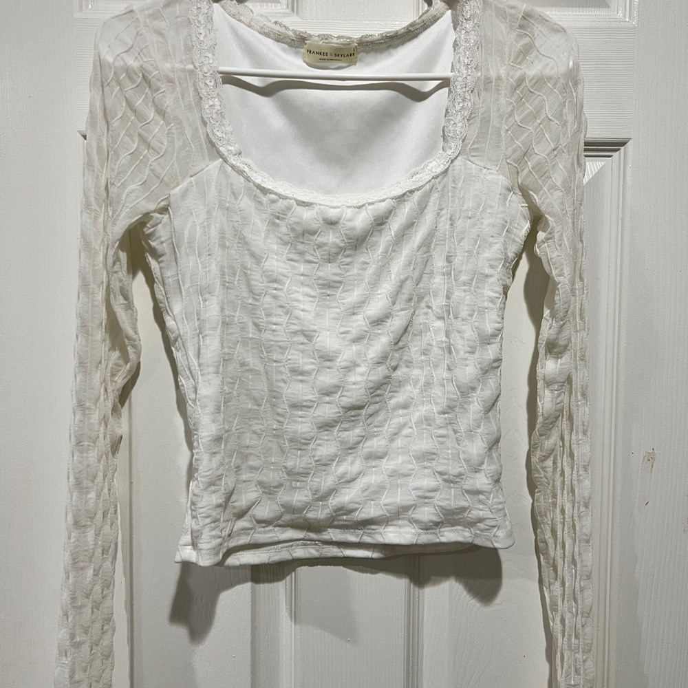 Chic Cream Textured Crop Top
